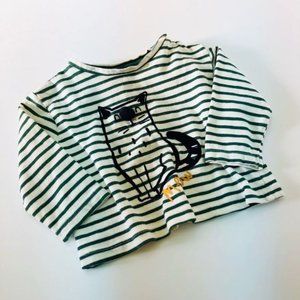 Zara Baby Boy Meow Cat Striped 3D Cotton Top | 3-6 Months